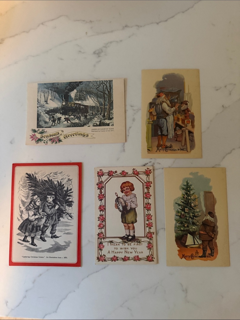 Vintage Holiday Postcard Set of 5